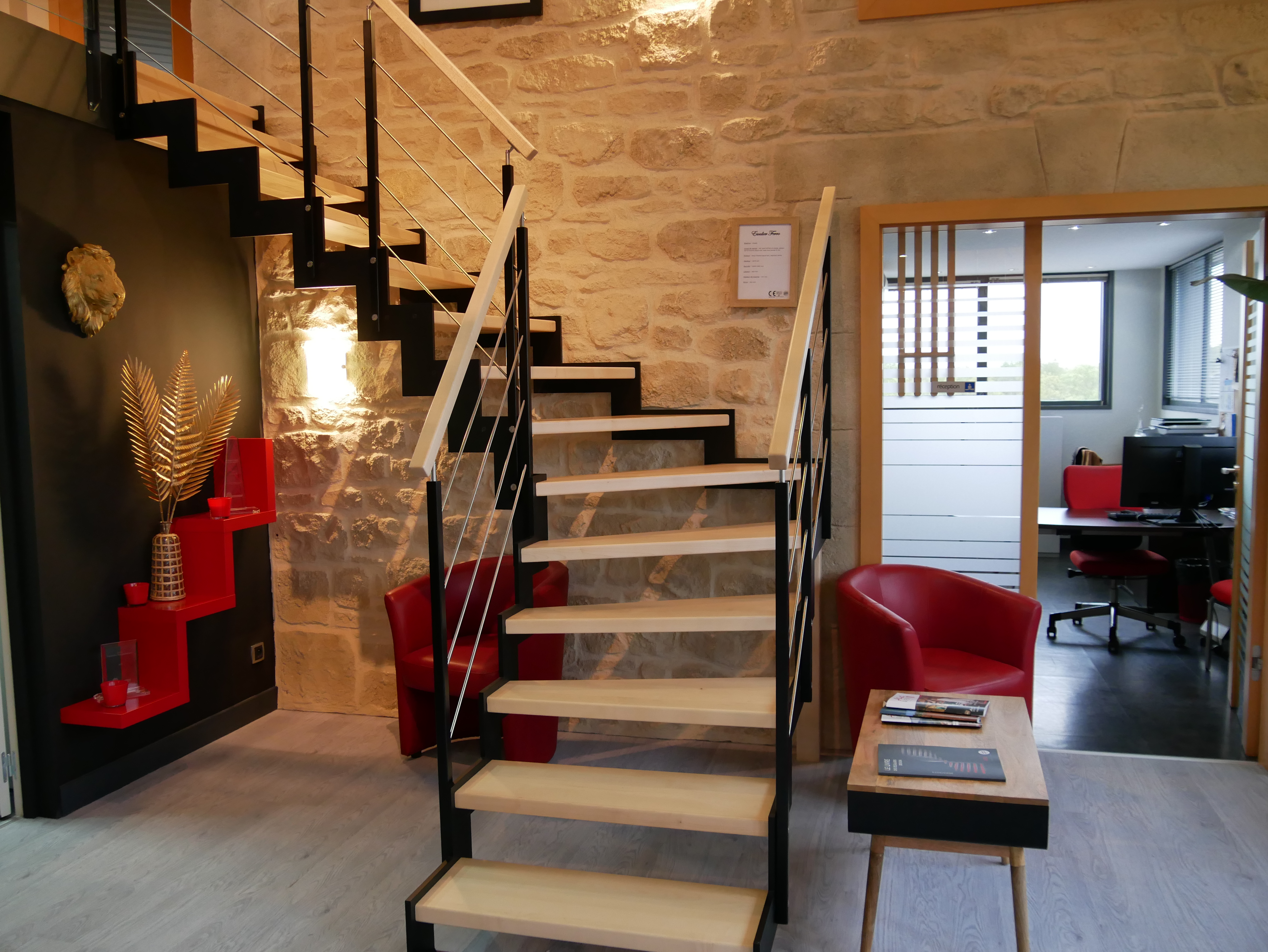 Escalier bois avec limons métalliques en acier